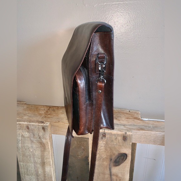 Tony Perotti Brown Leather Wallet Card Crossbody Bag - Picture 4 of 6